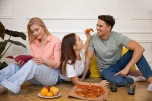 Friends having dinner together