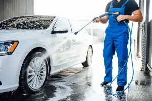 Car wash with a pressure washer